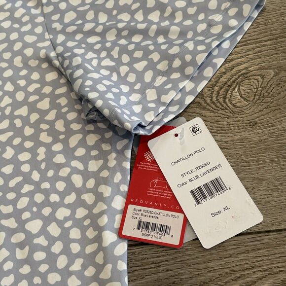 Redvanly Golf Polo Mens XL Purple Chatillon NWT Casual All Over Print Pattern - Picture 4 of 5